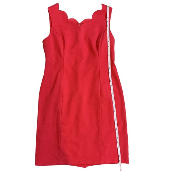 Talbots Scalloped Neck Sleeveless Sheath Dress Size 12 Hot Pink 36" Long‎ - Picture 3 of 9